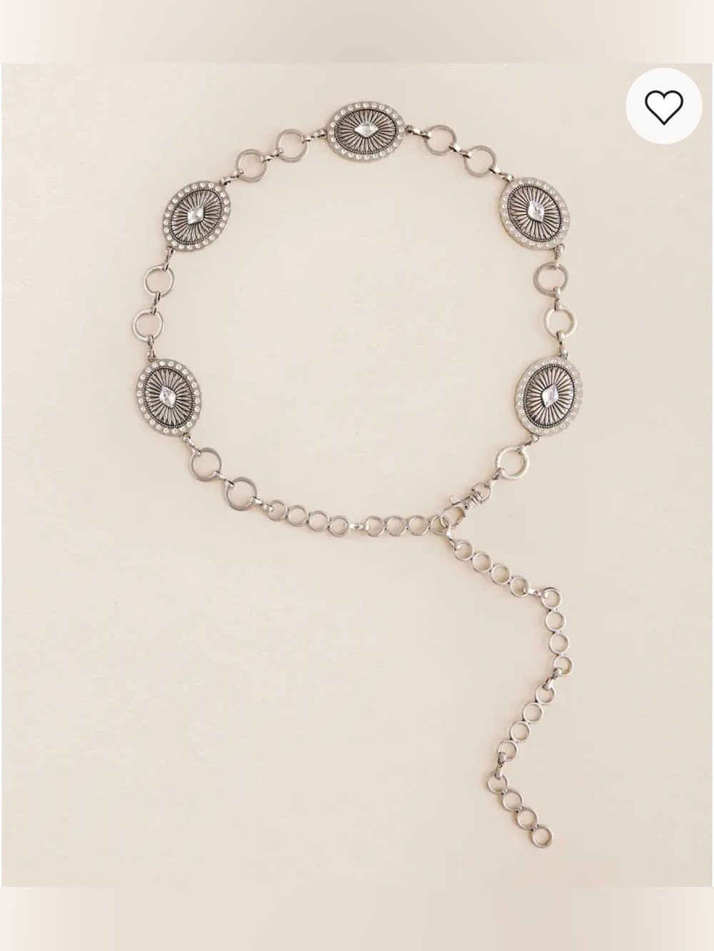 Silver-Tone Oval Concho Link Waist Chain Belt